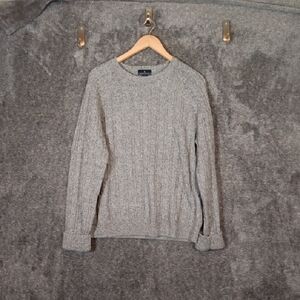 Brooks Brothers Light Gray Crewneck Sweater Wool Blend Long Sleeve Womens Large